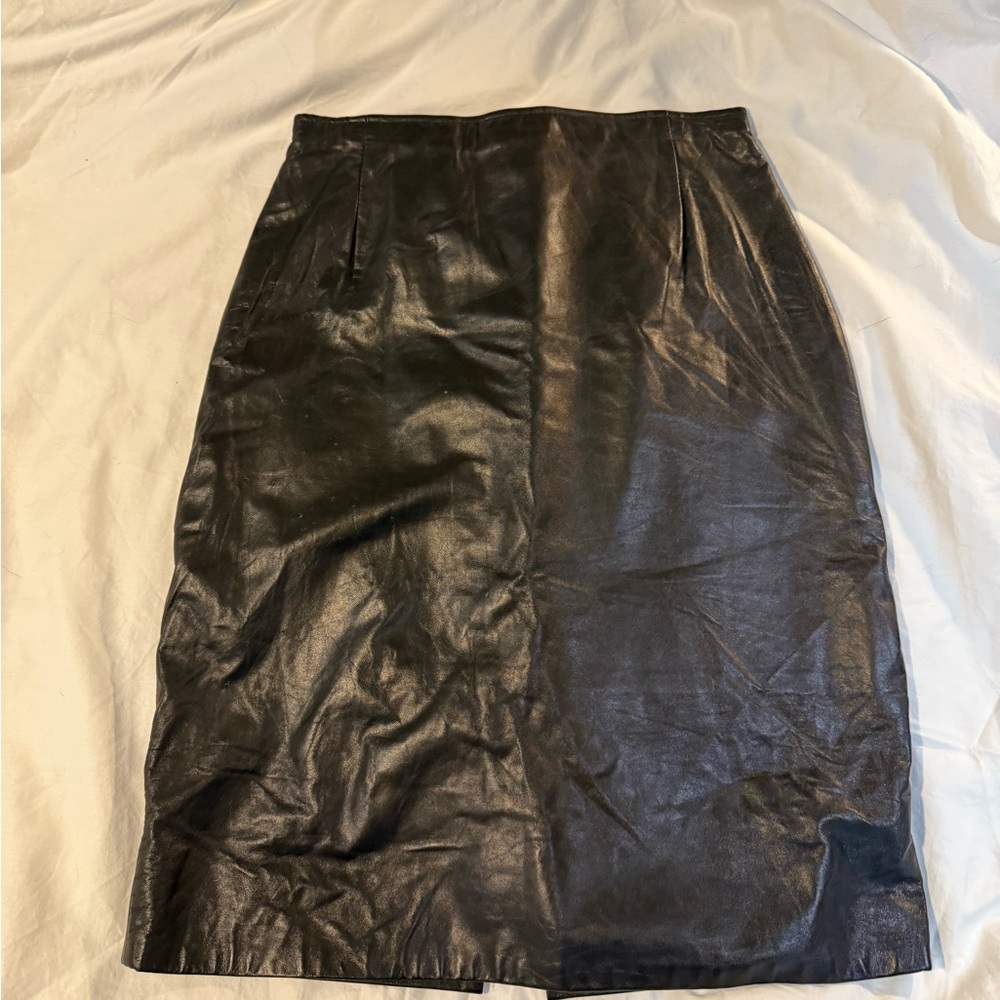 Vintage Black Leather Skirt